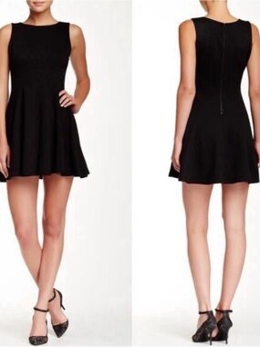 Alice + Olivia Black Sleeveless Flared Mini Dress